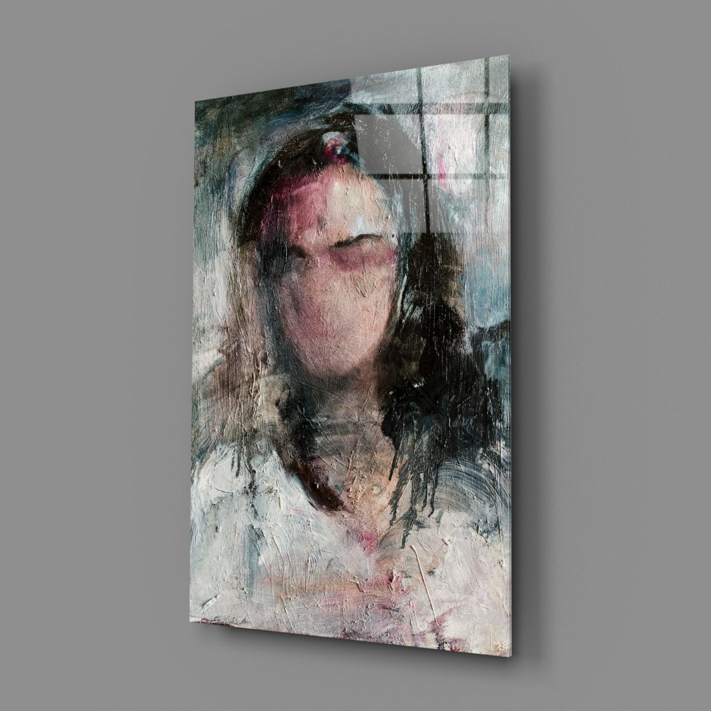 Expressionist Woman Portrait Glass Wall Art