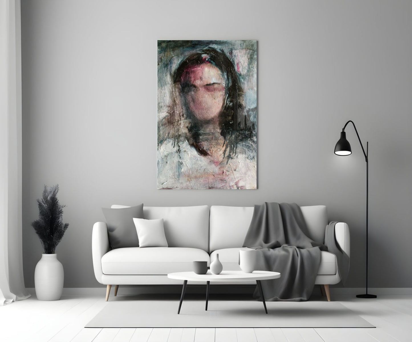 Expressionist Woman Portrait Glass Wall Art