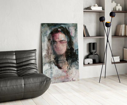 Expressionist Woman Portrait Glass Wall Art