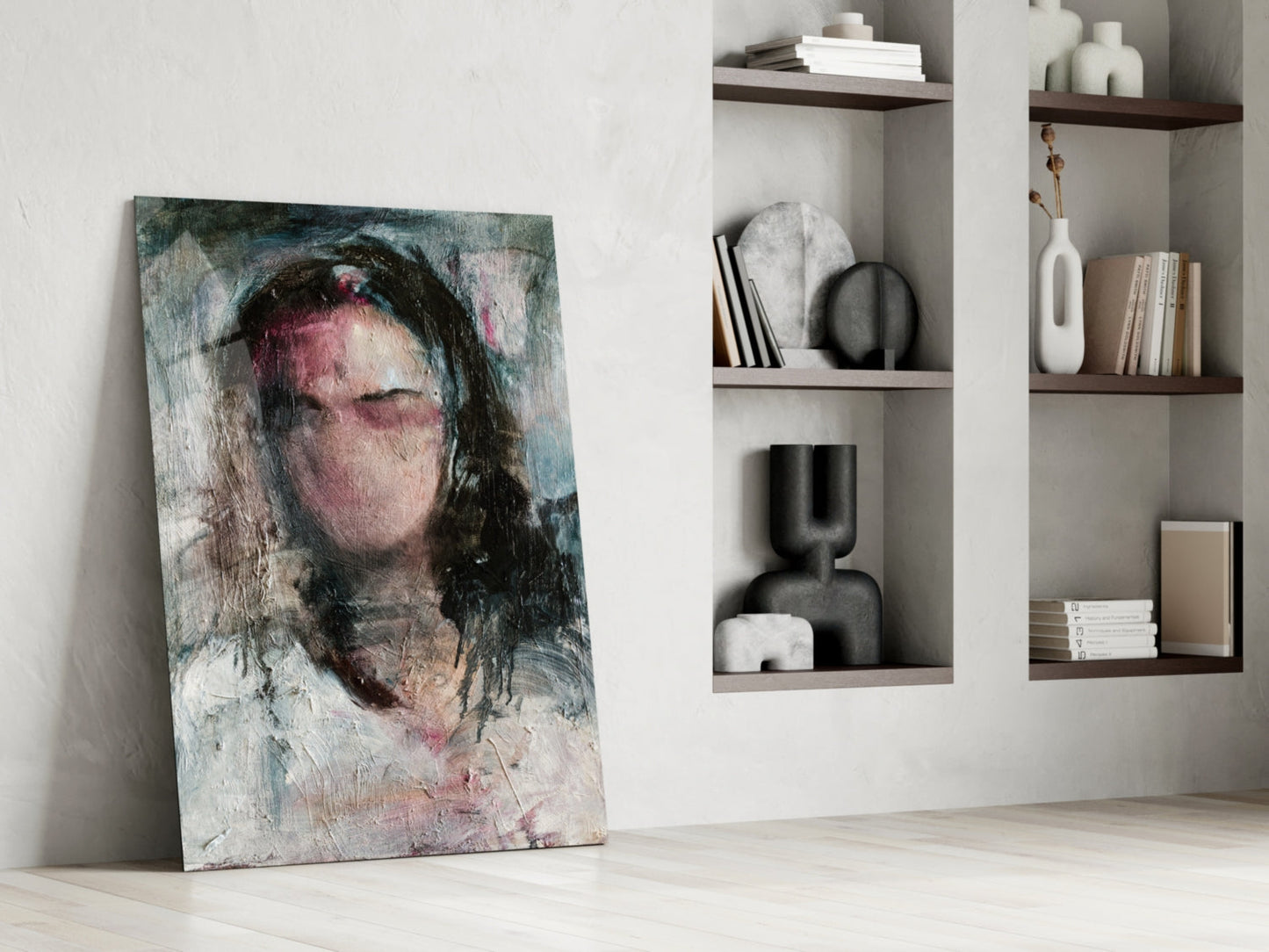 Expressionist Woman Portrait Glass Wall Art