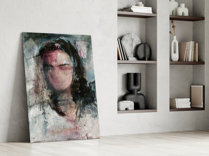 Expressionist Woman Portrait Glass Wall Art