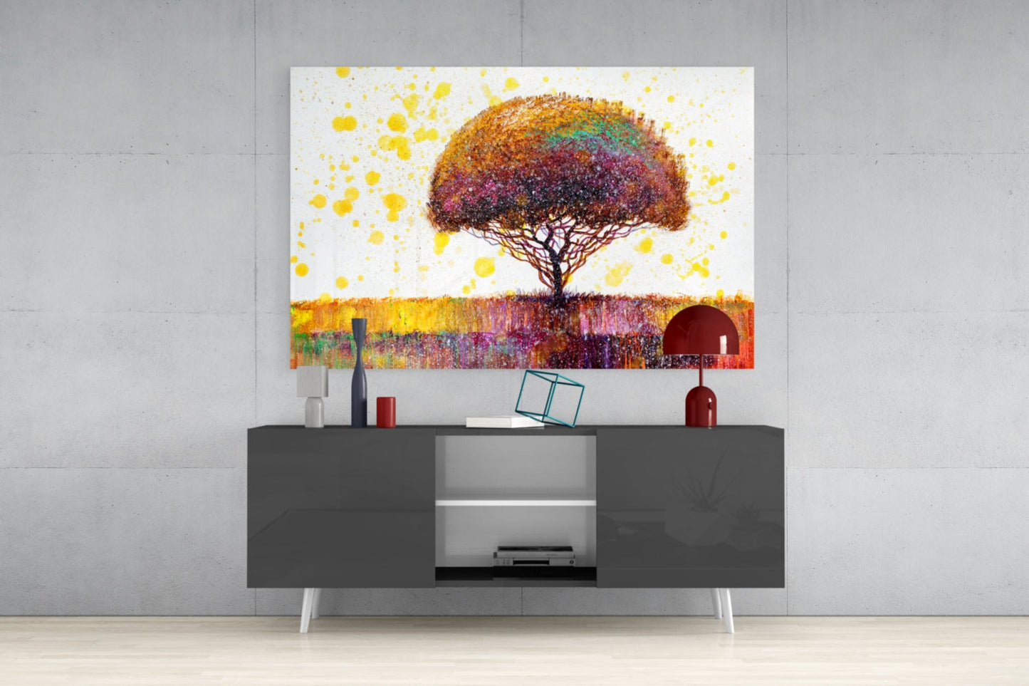 Confetti Bloom Tree Glass Wall Art