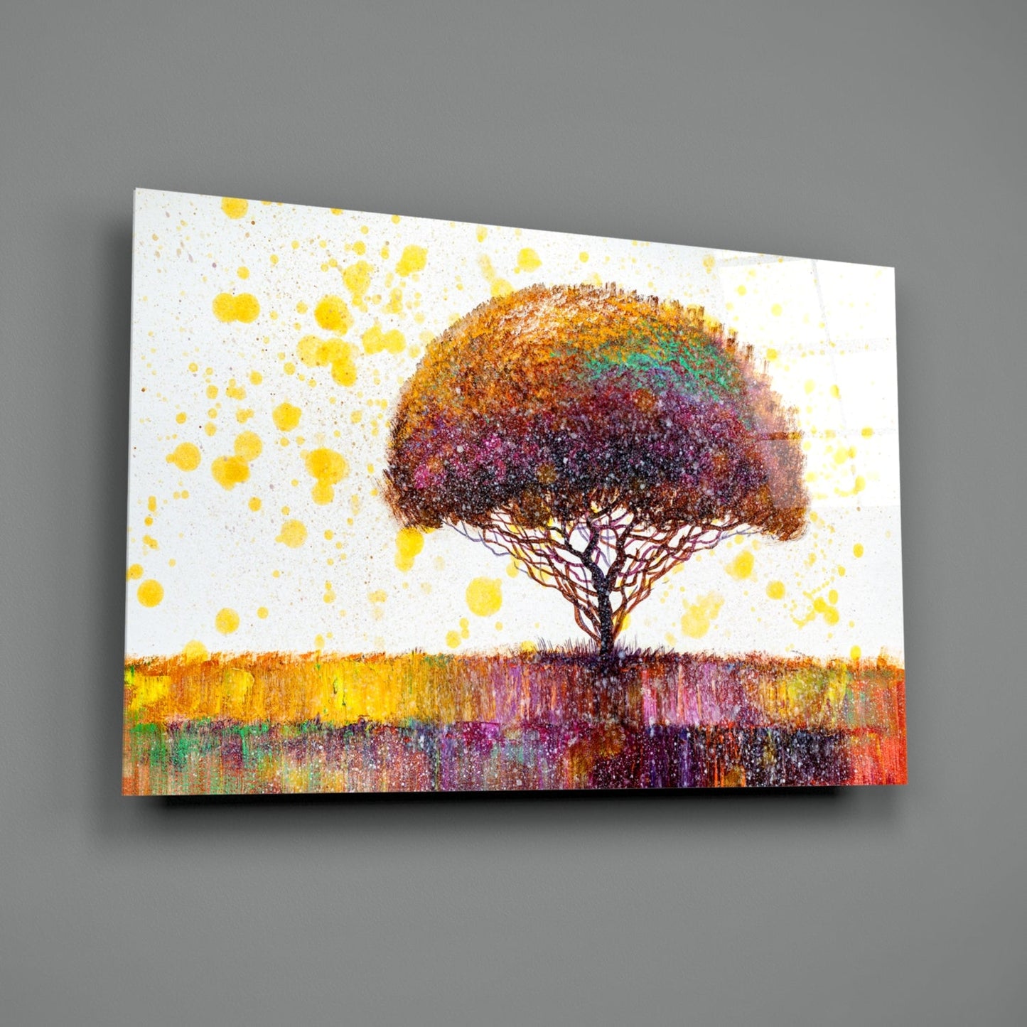 Confetti Bloom Tree Glass Wall Art