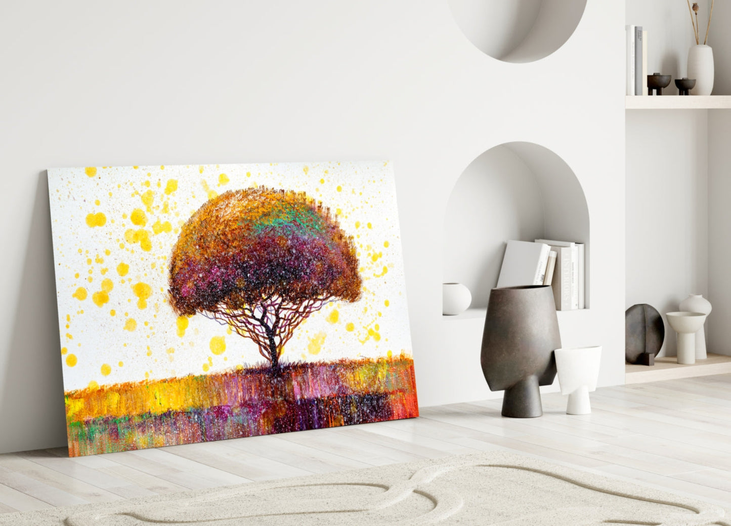 Confetti Bloom Tree Glass Wall Art