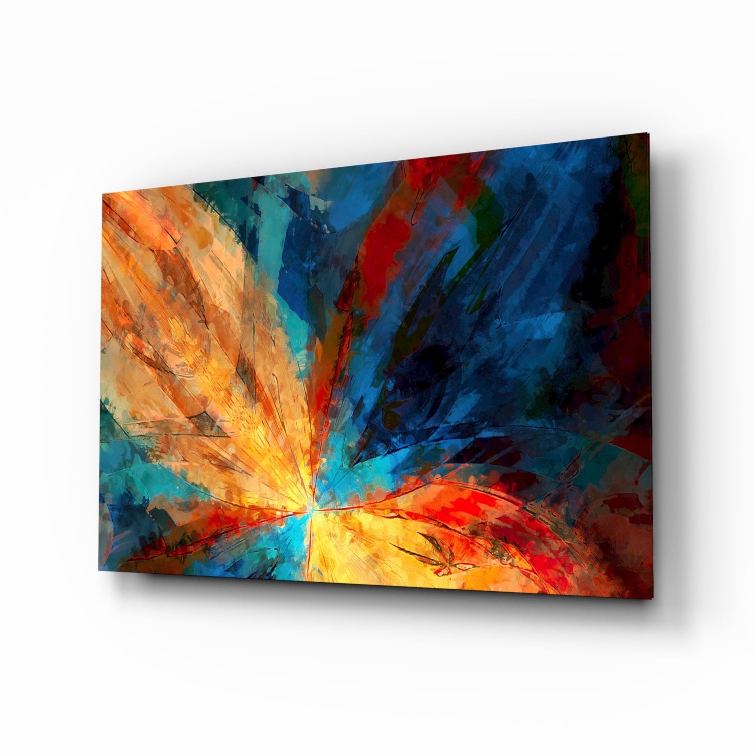 Fractal flower abstract glass wall art