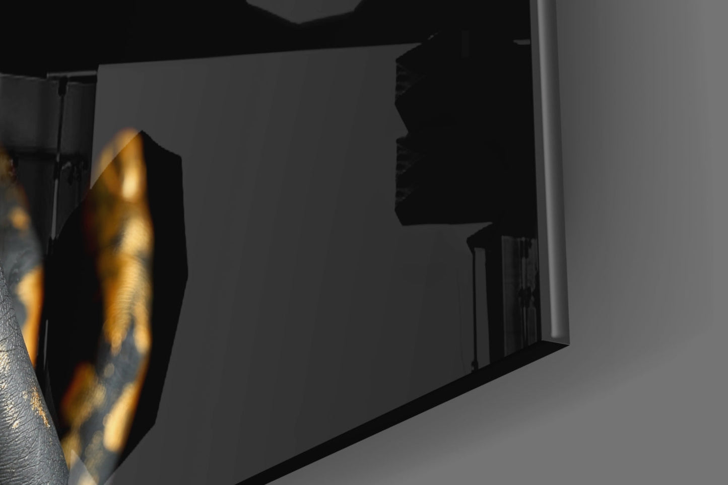 Gold Lips Hush Gesture Glass Wall Art
