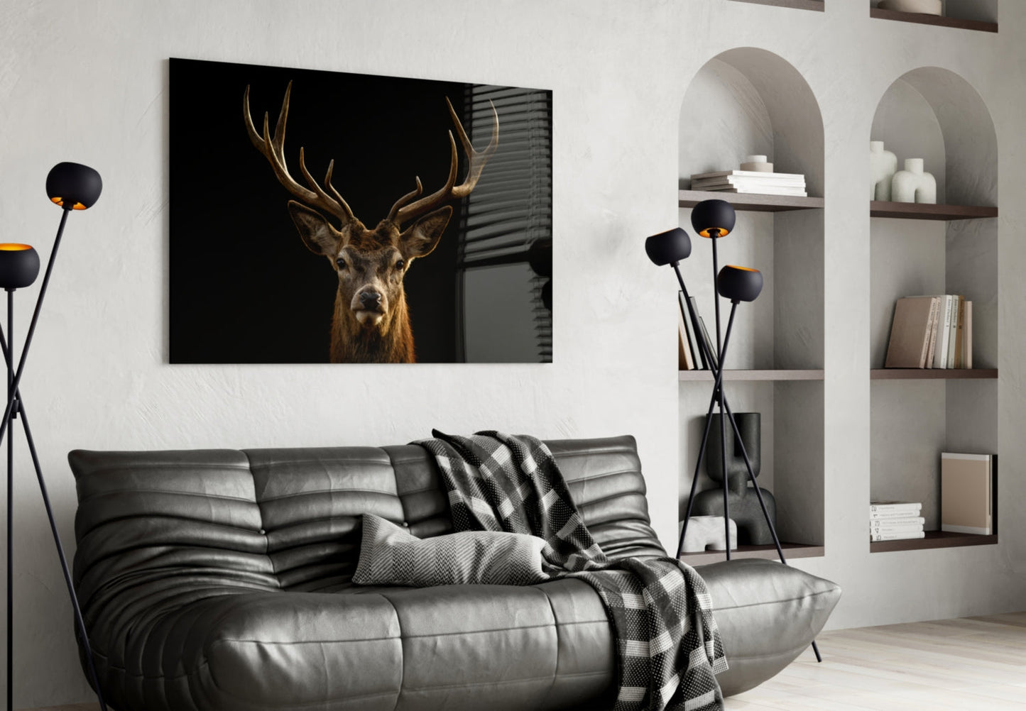 Deer Glass Wall Art - Red Stag Wildlife Portrait