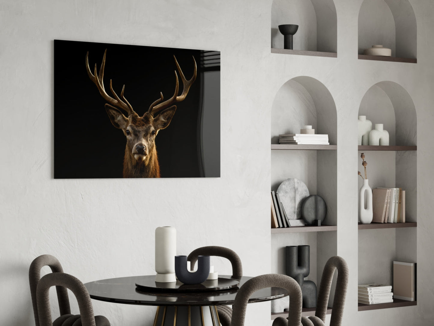 Deer Glass Wall Art - Red Stag Wildlife Portrait