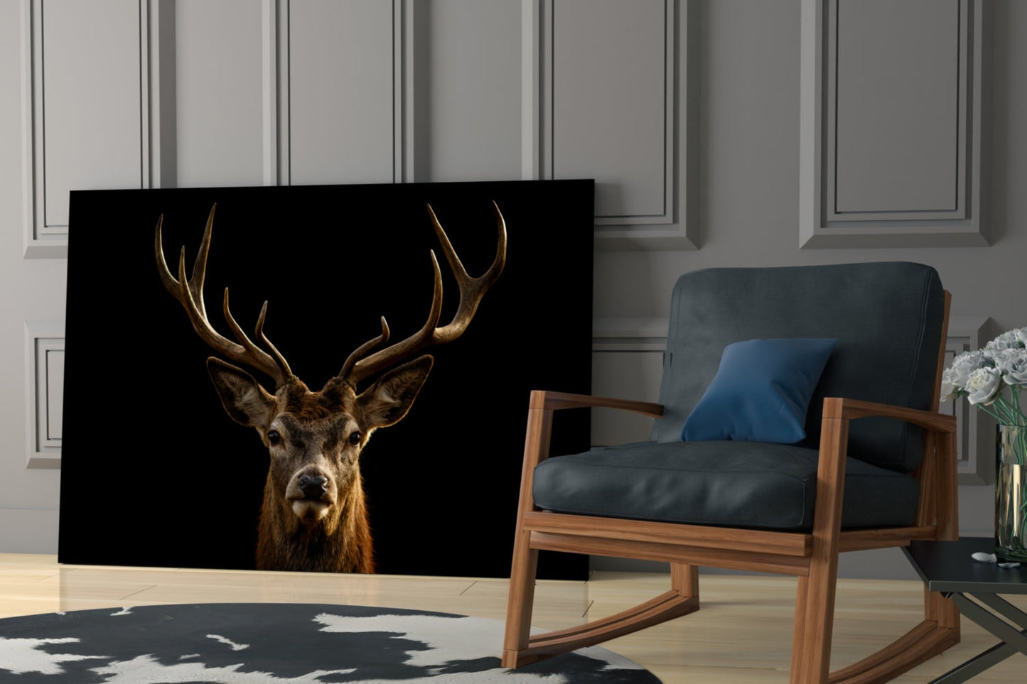 Deer Glass Wall Art - Red Stag Wildlife Portrait