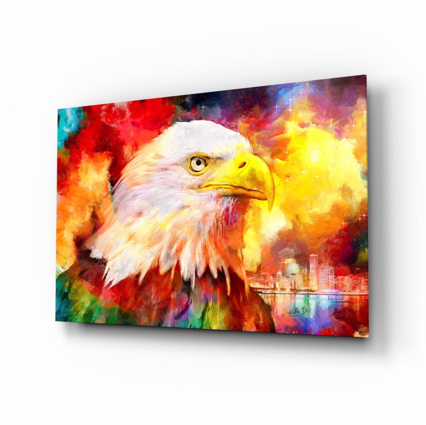 Colorful Eagle pop art glass wall art