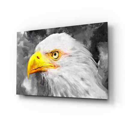 White Eagle Stormy Sky Glass Art