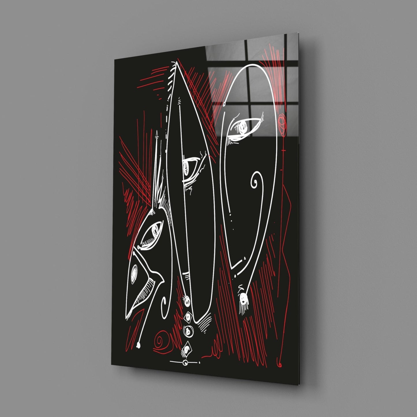 Totem Profiles Abstract Glass Wall Art
