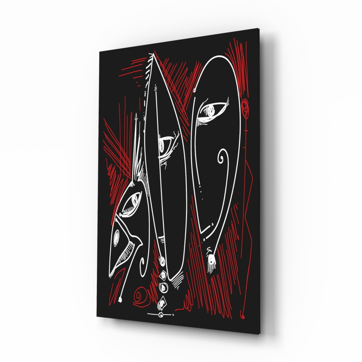 Totem Profiles abstract glass wall art panel
