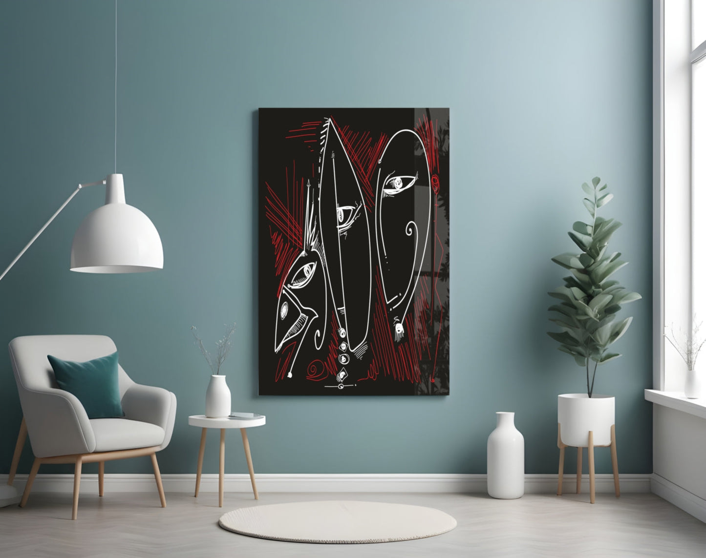 Totem Profiles Abstract Glass Wall Art