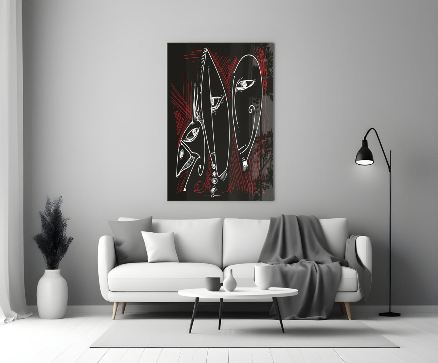 Totem Profiles Abstract Glass Wall Art