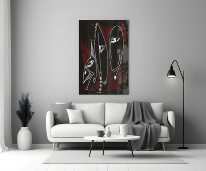 Totem Profiles Abstract Glass Wall Art