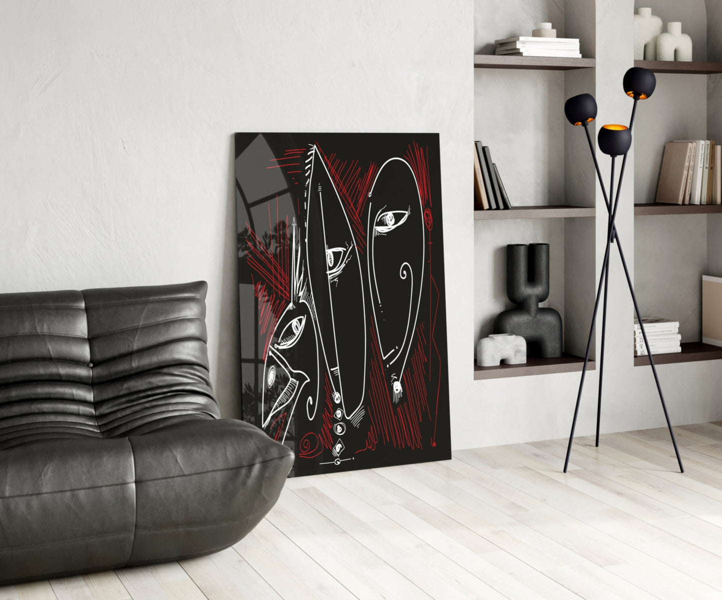 Totem Profiles Abstract Glass Wall Art