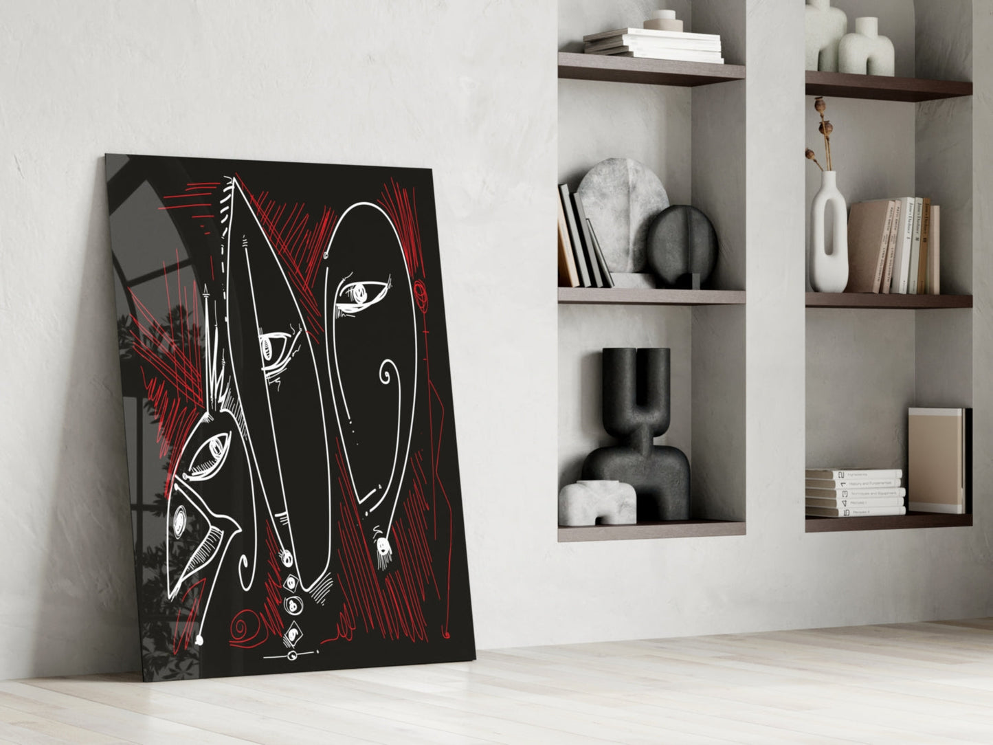Totem Profiles Abstract Glass Wall Art