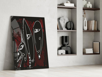 Totem Profiles Abstract Glass Wall Art