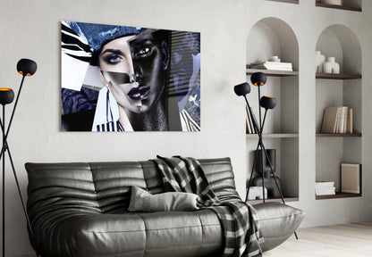 Abstract Woman Portrait Glass Wall Art