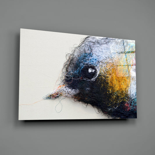 Tiny Bird Embroidery Glass Wall Art