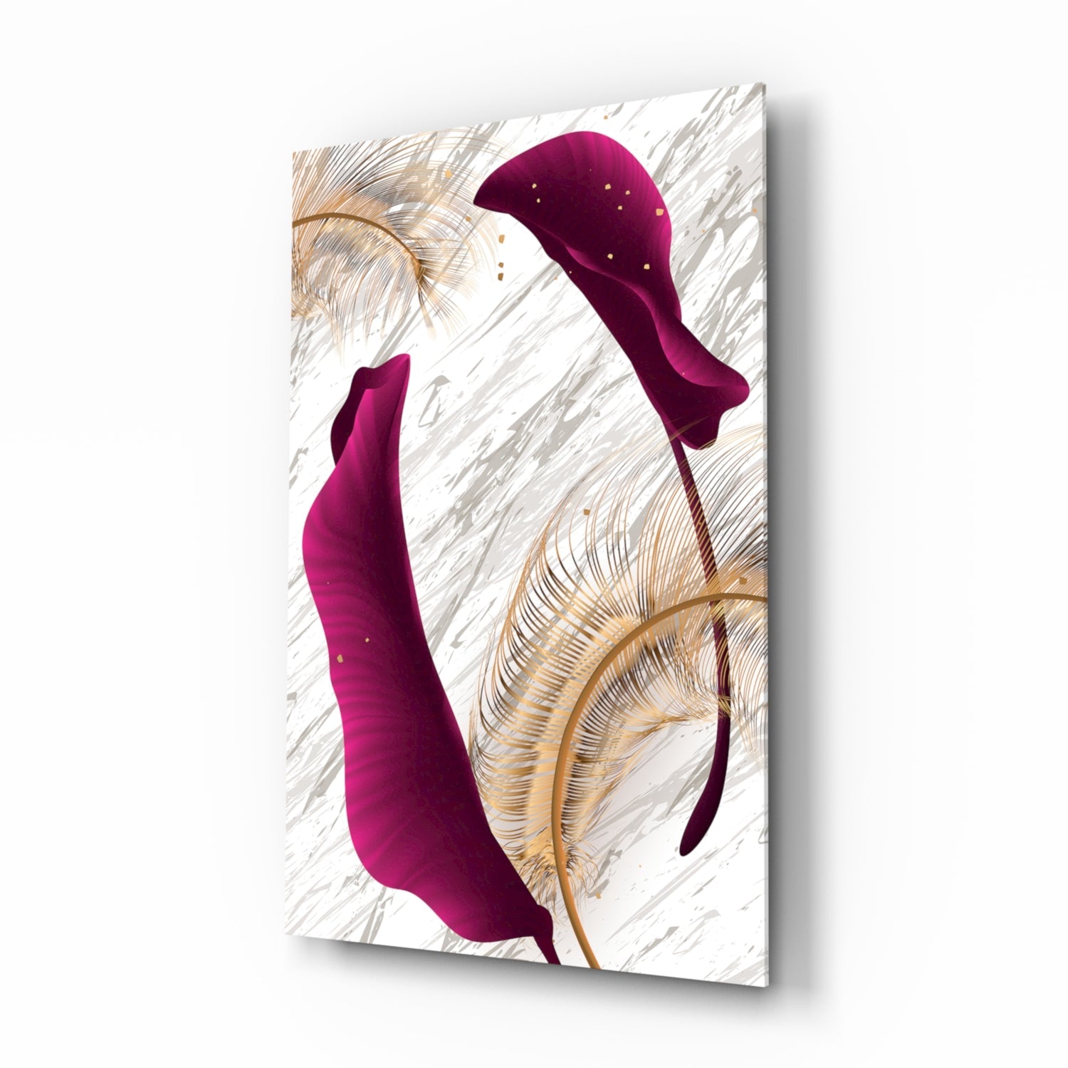 Burgundy Leaves Glass Wall Art botanical design