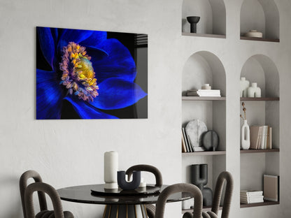 Cobalt Anemone Glass Wall Art