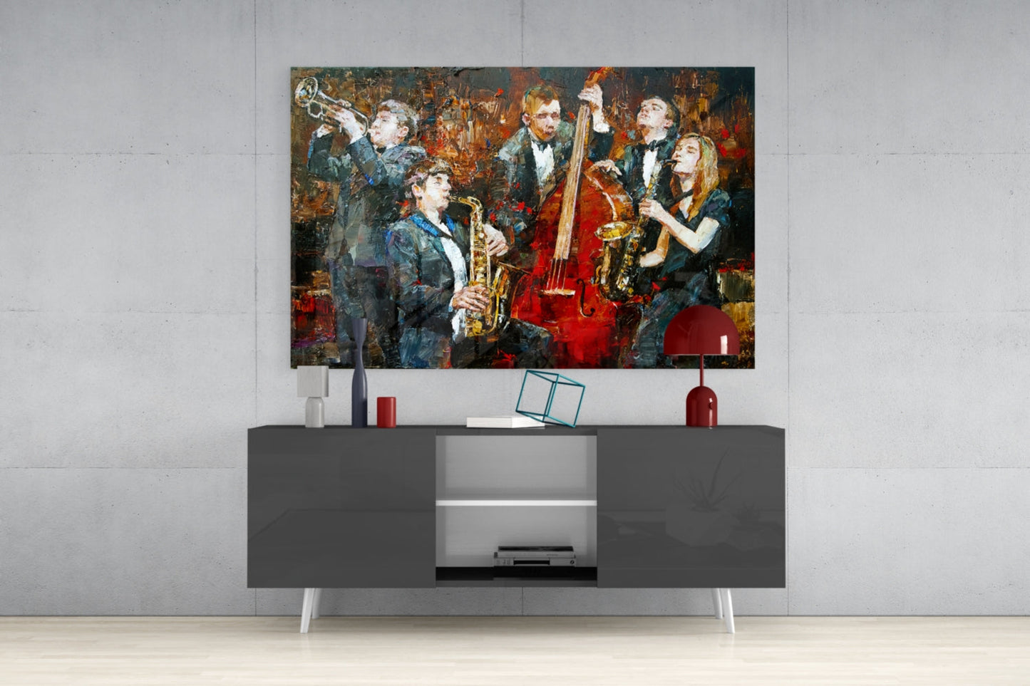 Music Group Jazz Quartet Glass Wall Art