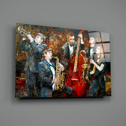 Music Group Jazz Quartet Glass Wall Art
