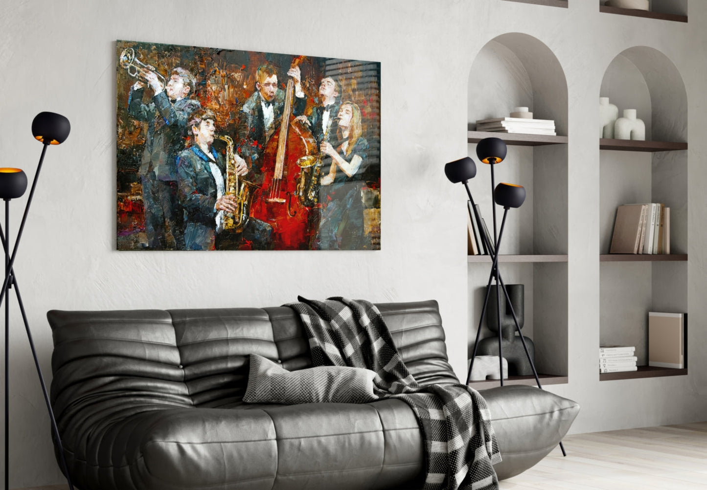 Music Group Jazz Quartet Glass Wall Art