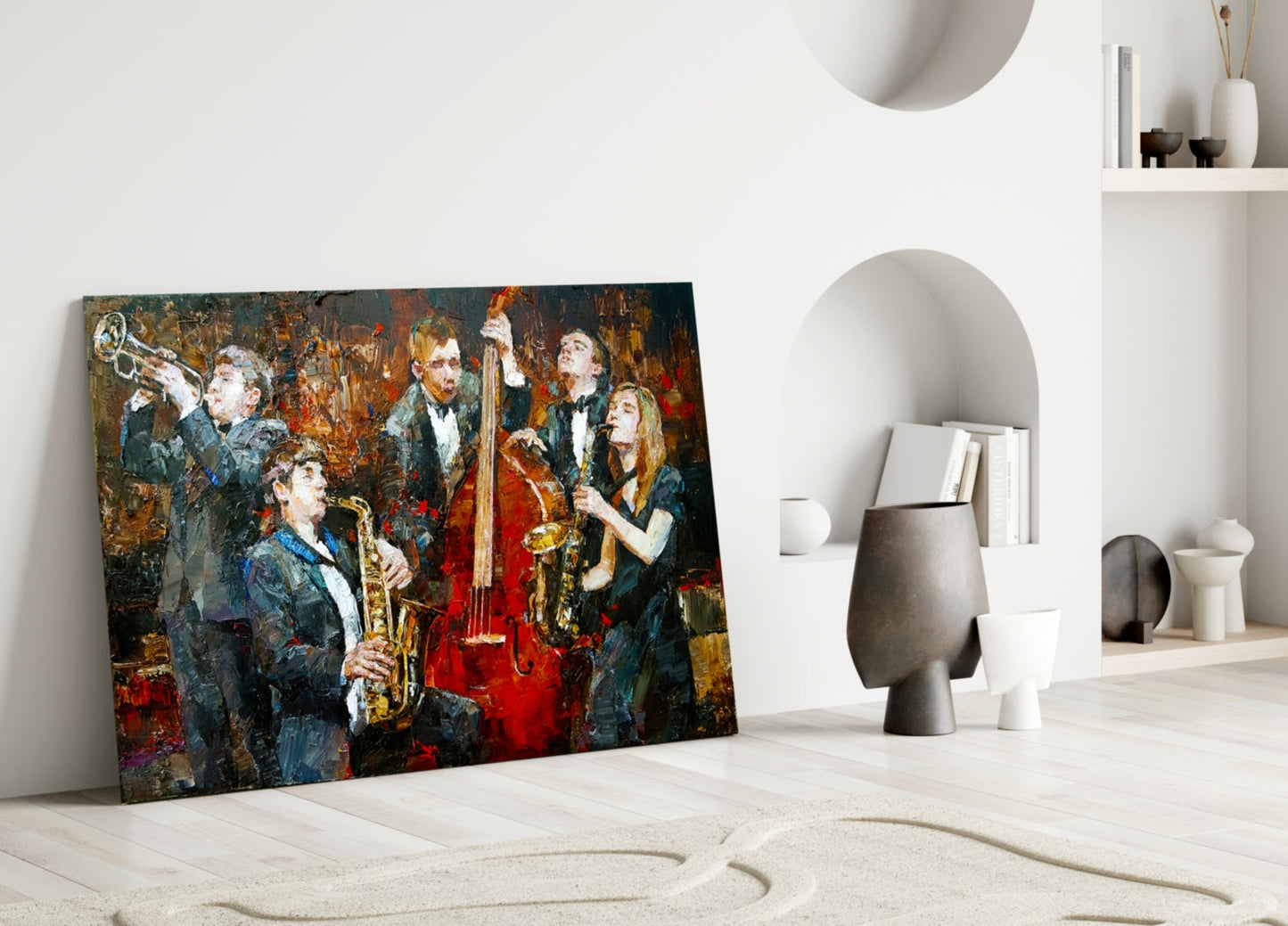 Music Group Jazz Quartet Glass Wall Art