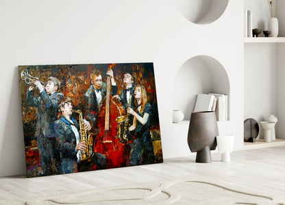 Music Group Jazz Quartet Glass Wall Art