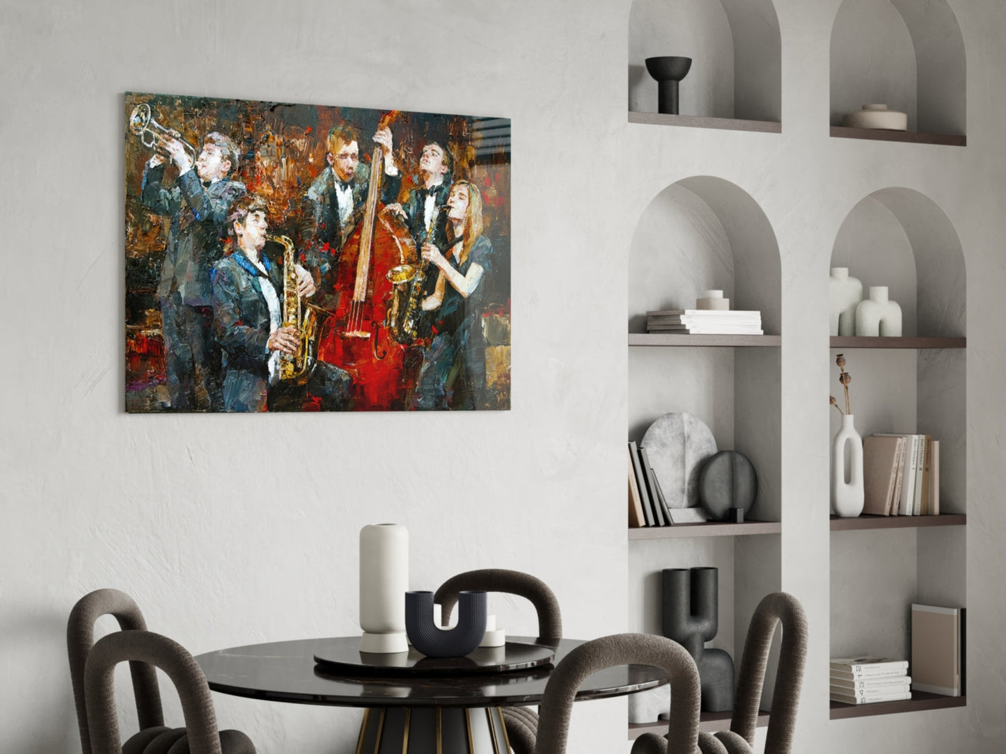 Music Group Jazz Quartet Glass Wall Art