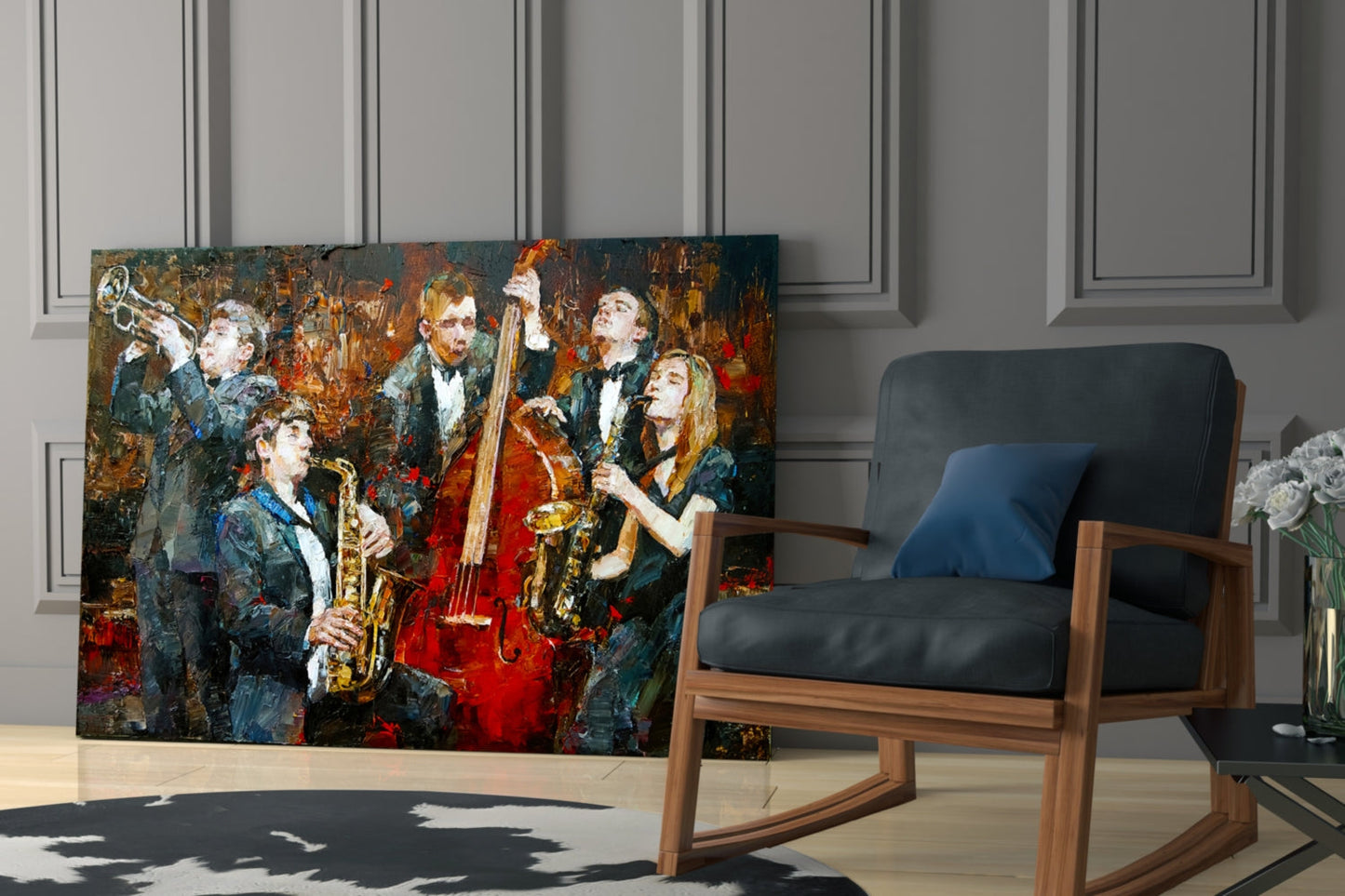 Music Group Jazz Quartet Glass Wall Art