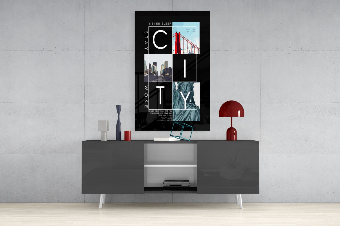 City Skyline Poster Glass Wall Art