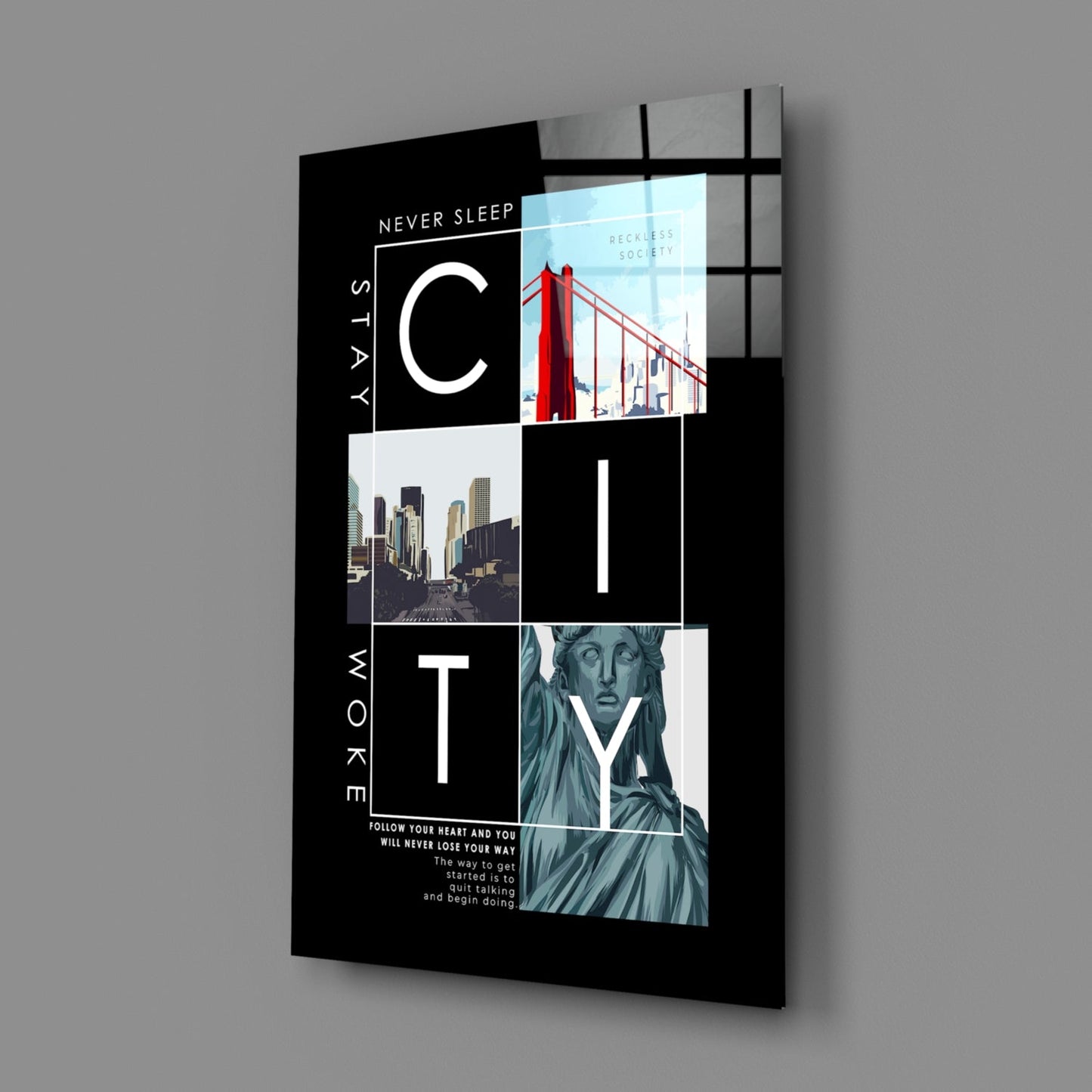 City Skyline Poster Glass Wall Art