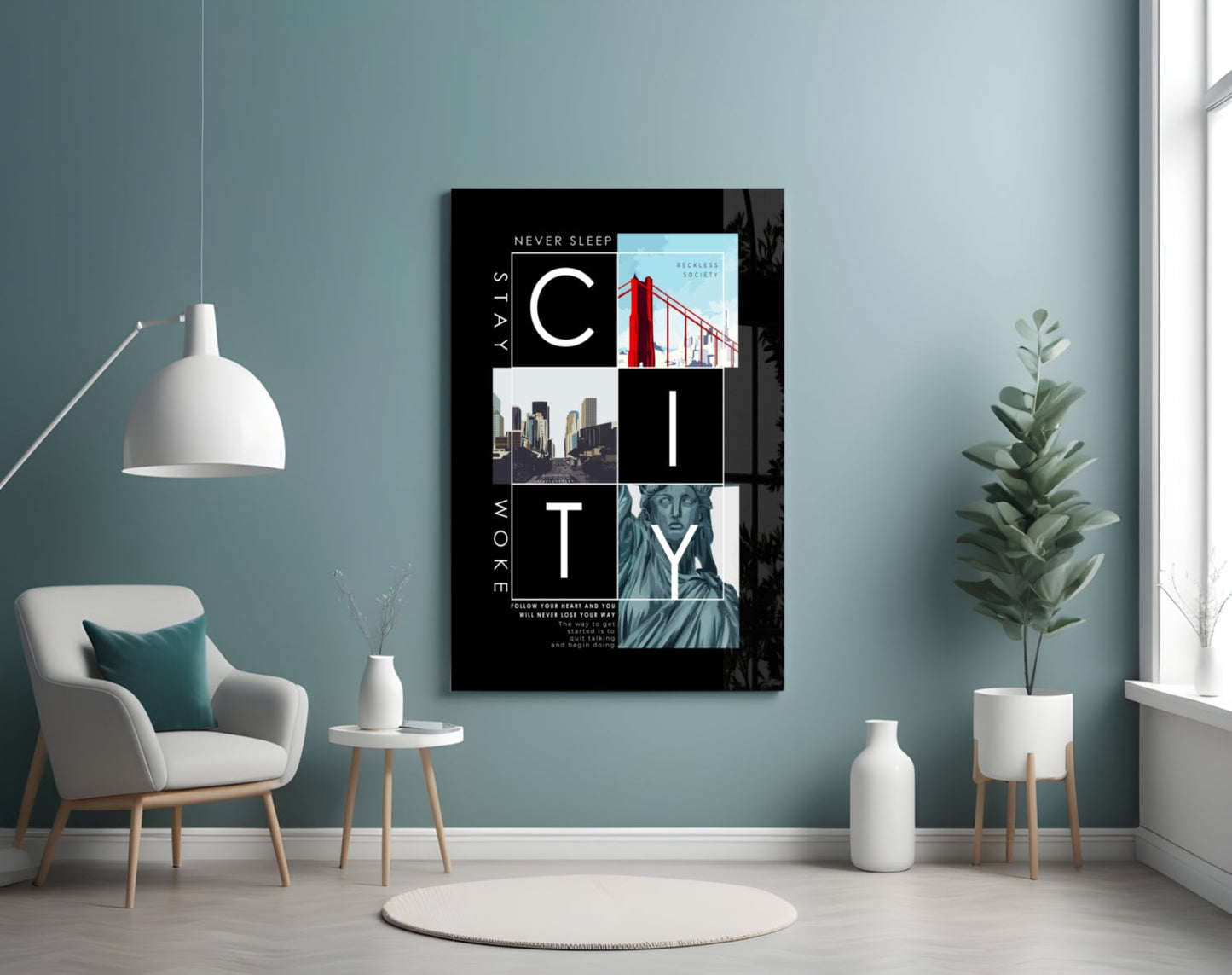 City Skyline Poster Glass Wall Art