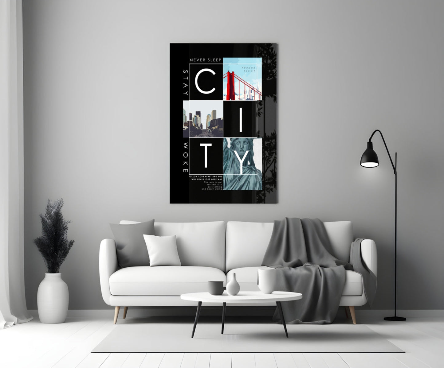 City Skyline Poster Glass Wall Art