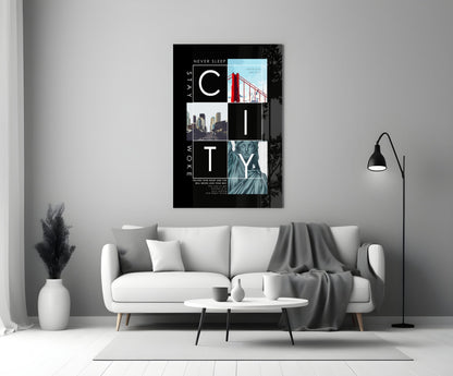 City Skyline Poster Glass Wall Art