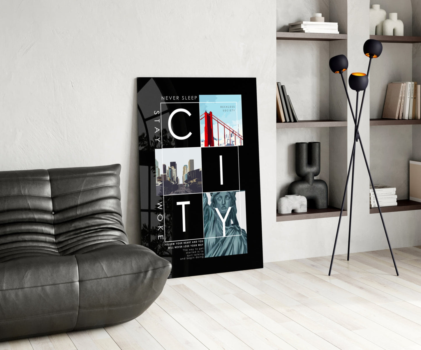 City Skyline Poster Glass Wall Art