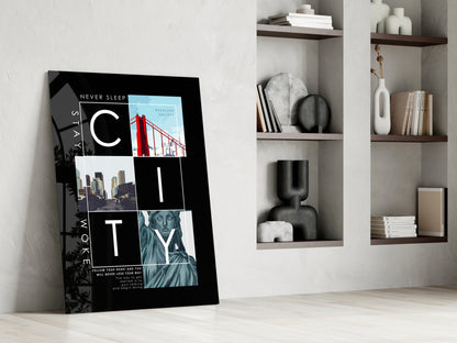City Skyline Poster Glass Wall Art