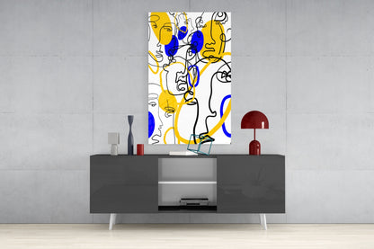Abstract Faces Glass Wall Art