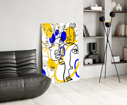 Abstract Faces Glass Wall Art