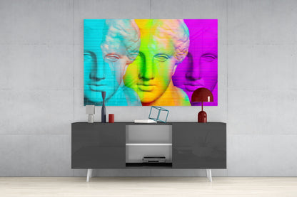 Vaporwave Apollo Bust Glass Wall Art