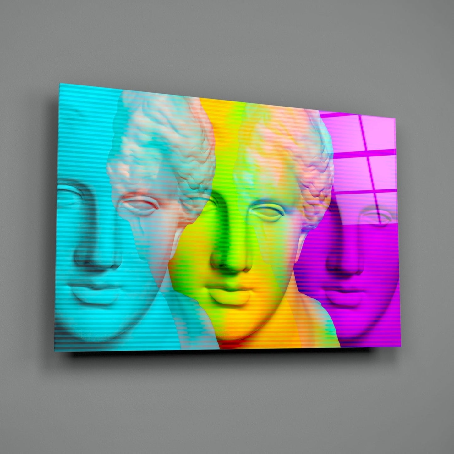 Vaporwave Apollo Bust Glass Wall Art