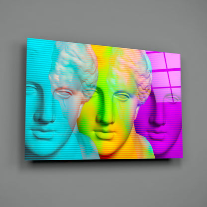 Vaporwave Apollo Bust Glass Wall Art