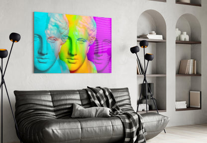 Vaporwave Apollo Bust Glass Wall Art