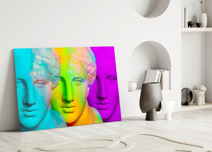 Vaporwave Apollo Bust Glass Wall Art