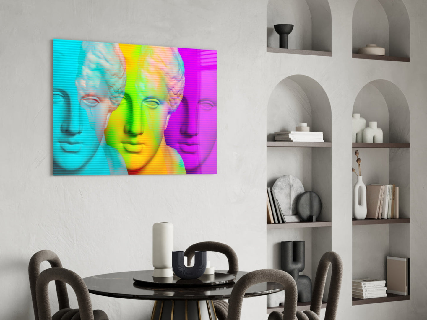 Vaporwave Apollo Bust Glass Wall Art