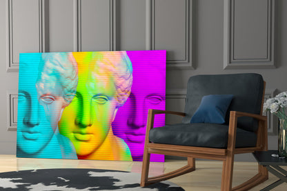 Vaporwave Apollo Bust Glass Wall Art